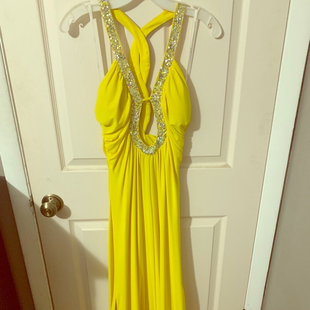 Yellow sequined dress